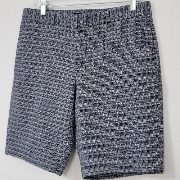 Banana Republic Factory Navy/White Geometric Print Tailored 10" Shorts - Picture 2 of 8